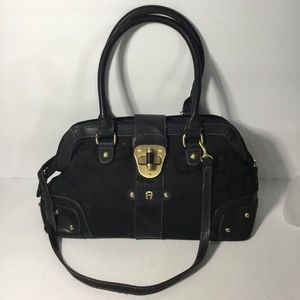 Etienne Aigner Women’s Black Jacquard Monogram Doctor Satchel Shoulder Bag